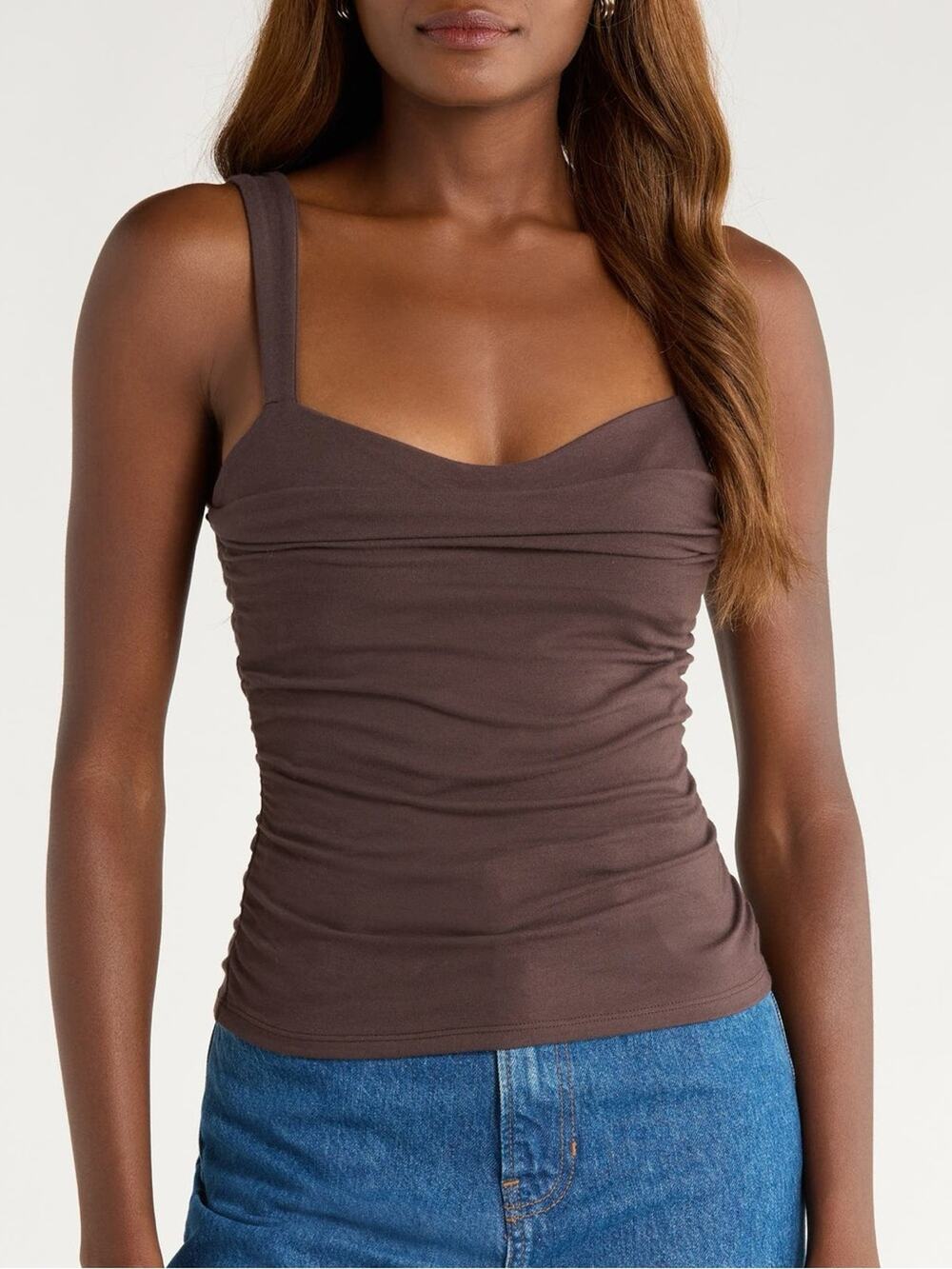 Reformation Trish Knit Top in Mole XL